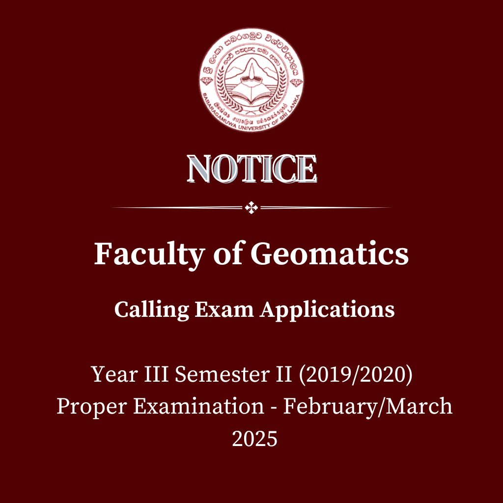 Calling Exam Applications Year III Semester II (2019/2020) Proper Examination - February-March 2025 - Faculty of Geomatics