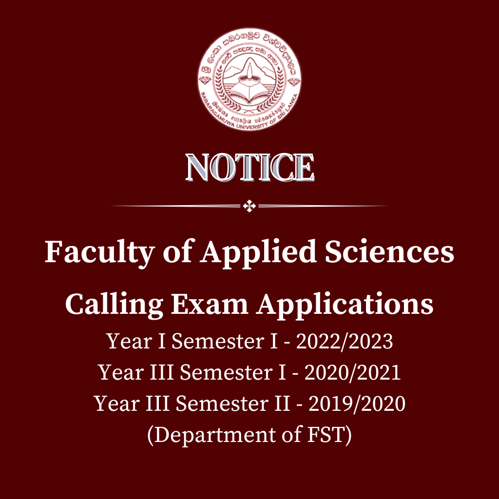 Calling Exam Applications (Department of FST) - Faculty of Applied Sciences