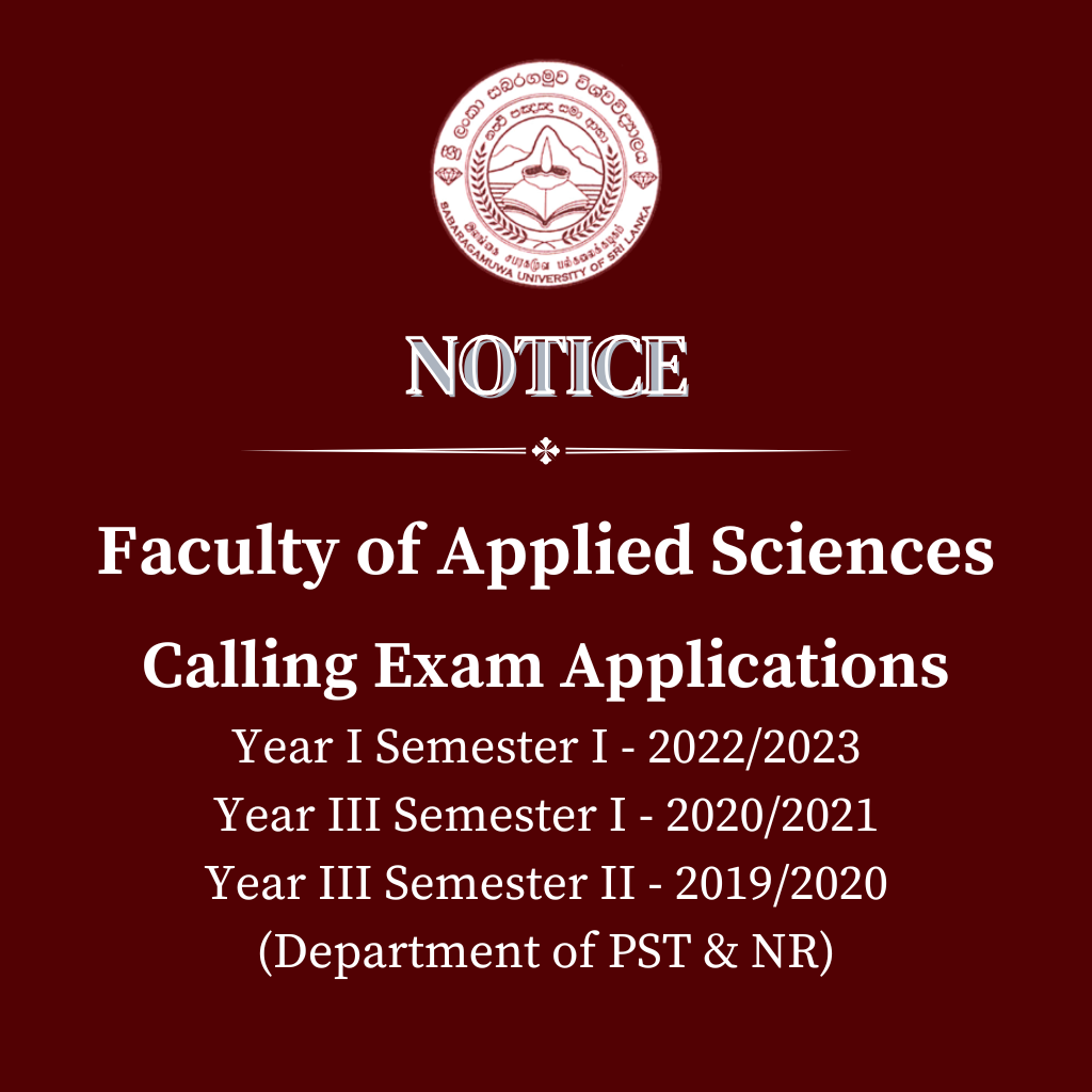 Calling Exam Applications (Department of PST & NR) - Faculty of Applied Sciences