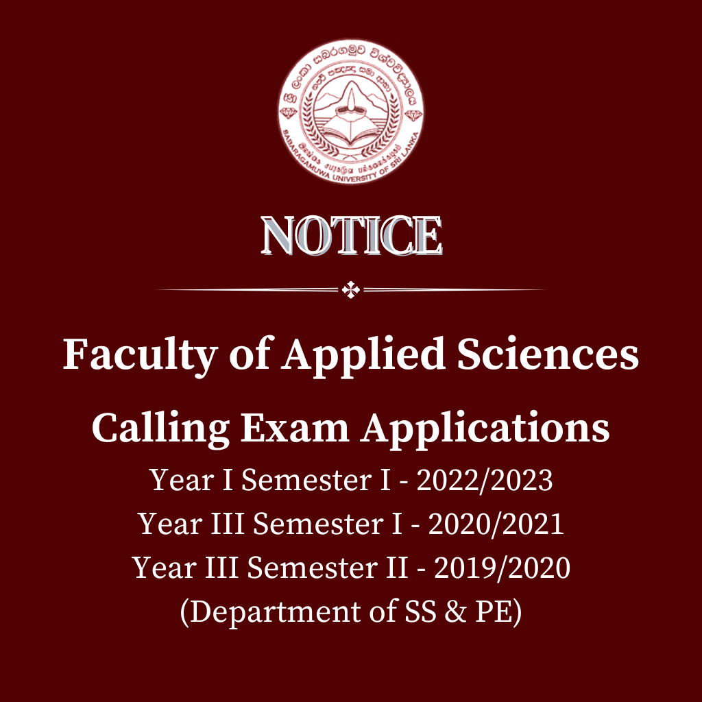 Calling Exam Applications (Department of SS & PE) - Faculty of Applied Sciences