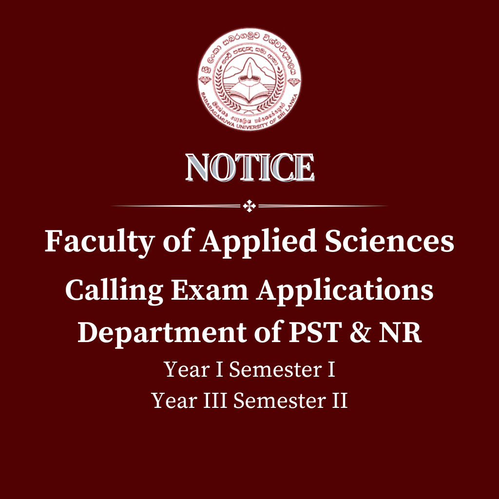 Calling Exam Applications Department of PST & NR Year I Semester I Year III Semester II