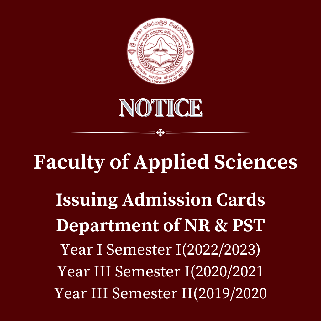 Issuing Admission Cards Department of NR & PST Year I Semester I-2022/2023 Year III Semester I-2020/2021, Year III Semester II-2019/2020