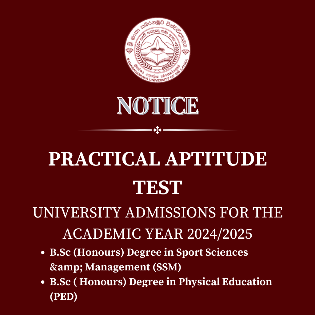 PRACTICAL APTITUDE TEST UNIVERSITY ADMISSIONS FOR THE ACADEMIC YEAR 2024/2025
