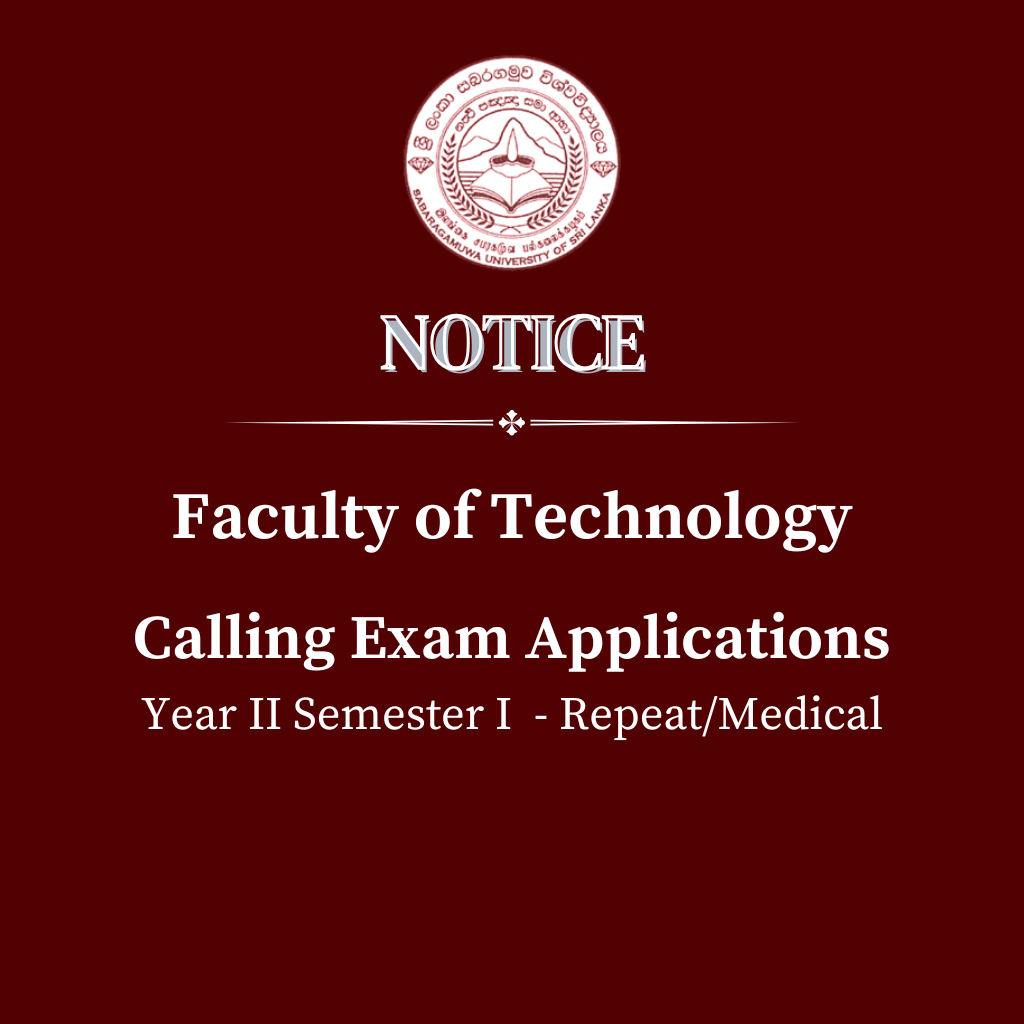Faculty of Technology - Calling Exam Applications Year II Semester I(Repeat/medical)
