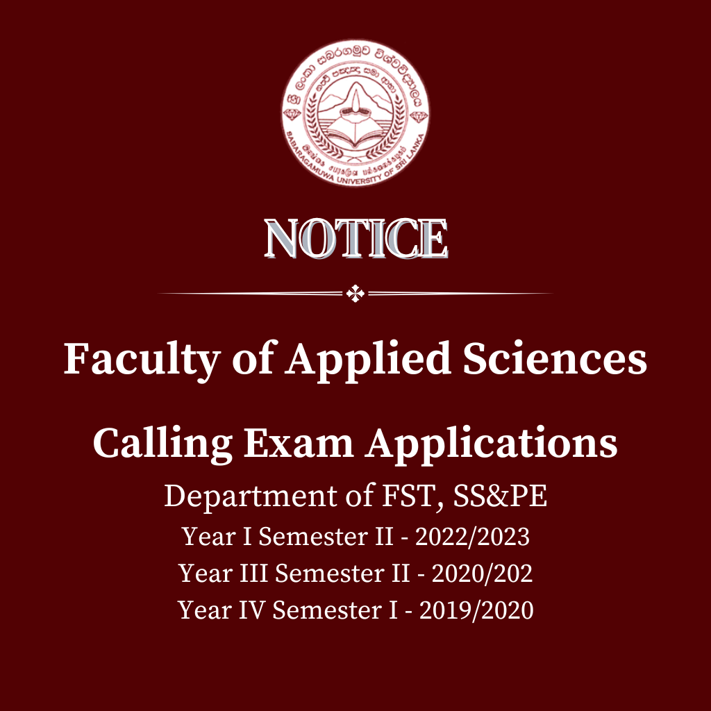 Calling Exam Applications Department of FST, SS&PE Year I Semester II - 2022/2023 Year III Semester II - 2020/202 Year IV Semester I - 2019/2020