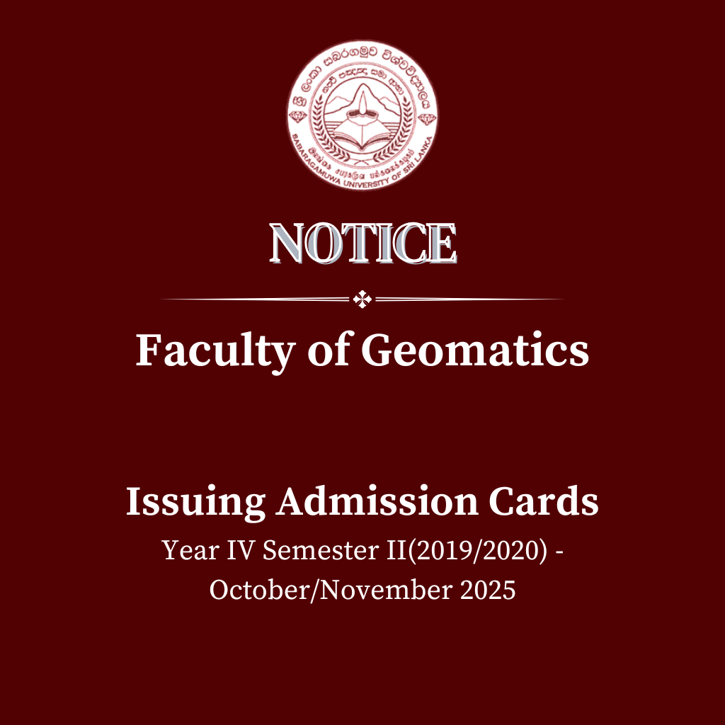 Issuing Admission Cards Faculty of Geomatics - Year IV Semester II(2019/2020) - October/November 2025