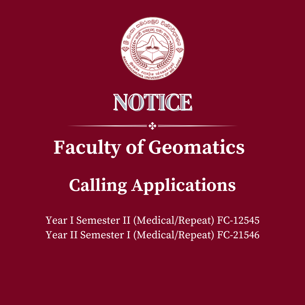 Calling Applications - Faculty of Geomatics - Year I Semester II (Medical/Repeat) FC-12545, Year II Semester I (Medical/Repeat) FC-21546