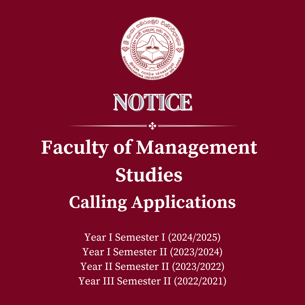 Calling Applications - Faculty of Management Studies - Year I Semester I (2024/2025), Year I Semester II (2023/2024), Year II Semester II (2023/2022), Year III Semester II (2022/2021)