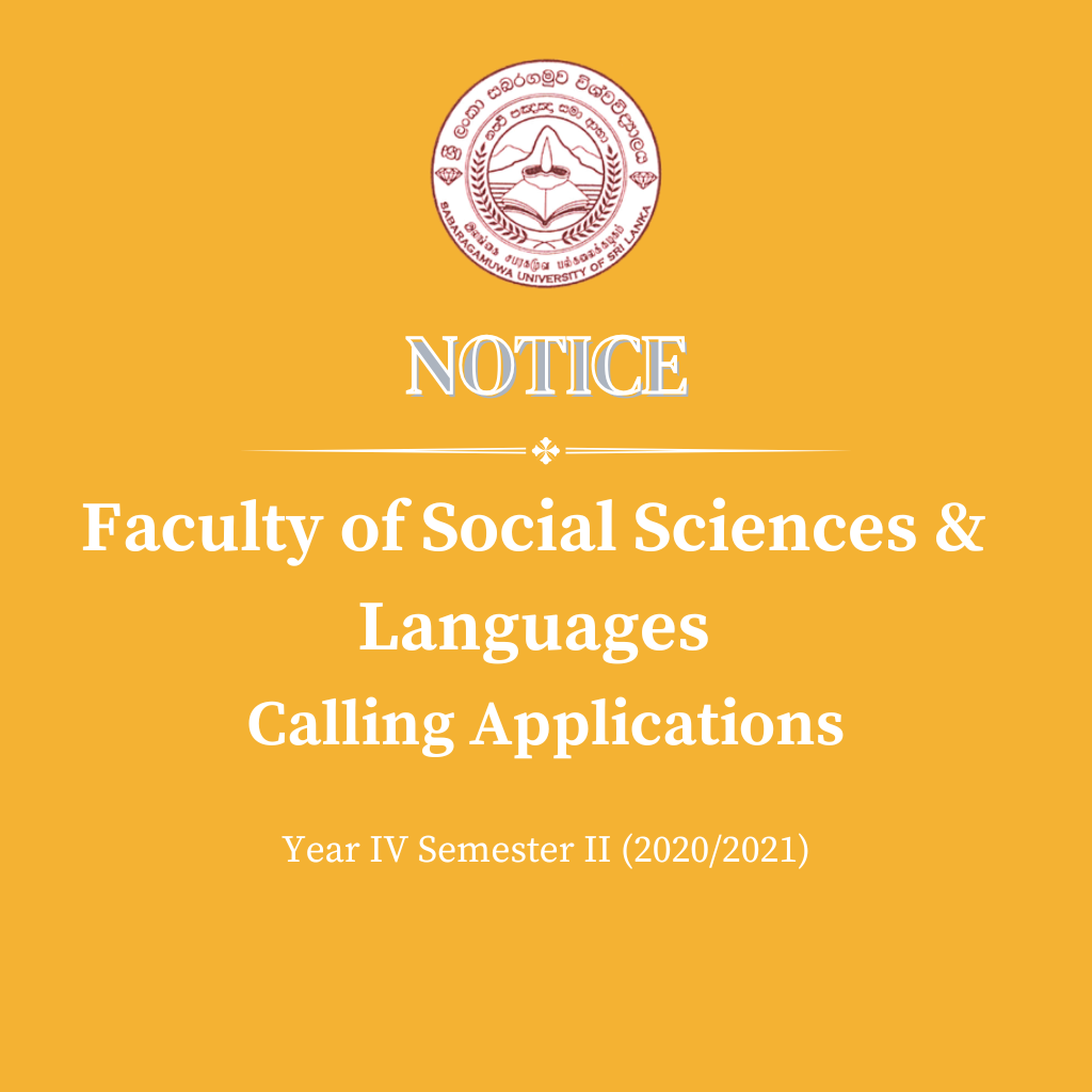 Calling Applications - Faculty of Social Sciences & Languages, Year IV Semester II (2020/2021)