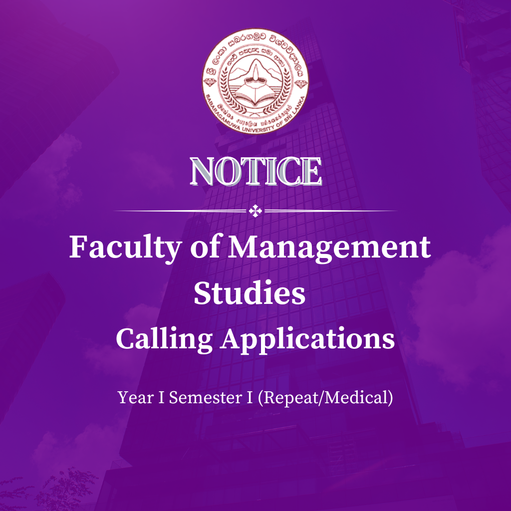 Calling Applications - Faculty of Management Studies, Year I Semester I (Repeat/Medical)