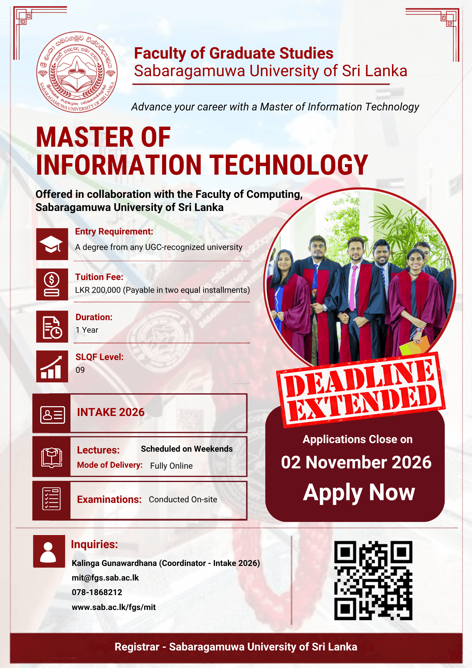 Master of Information Technology - Deadline Extended