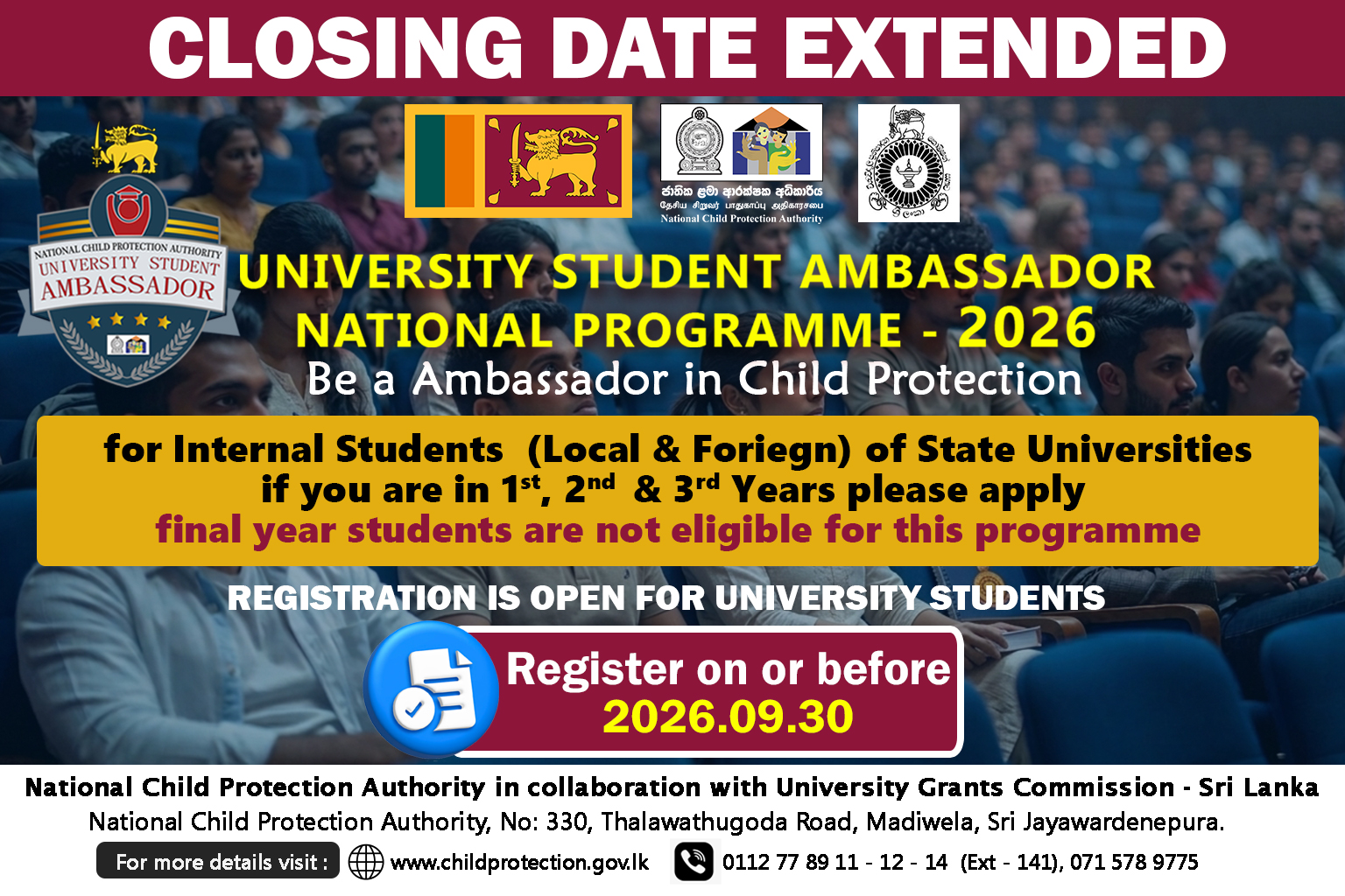 University Student Ambassador National Programme on Child Protection 2026