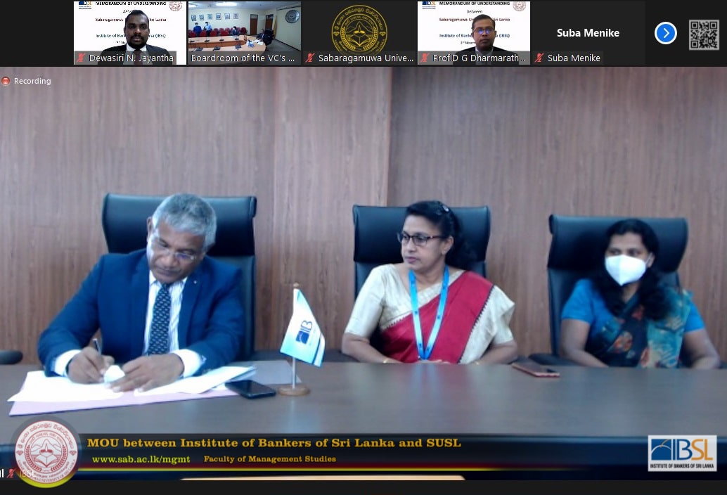Faculty of Management Studies signs MOU with Institute of Bankers of Sri Lanka