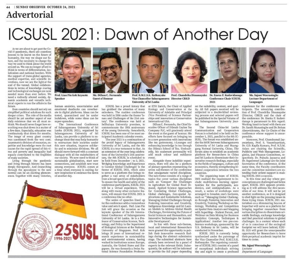 ICSUSL 2021: Dawn of Another Day