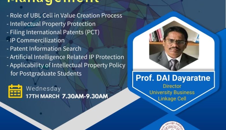 Webinar on Intellectual Property Management for the Postgraduates